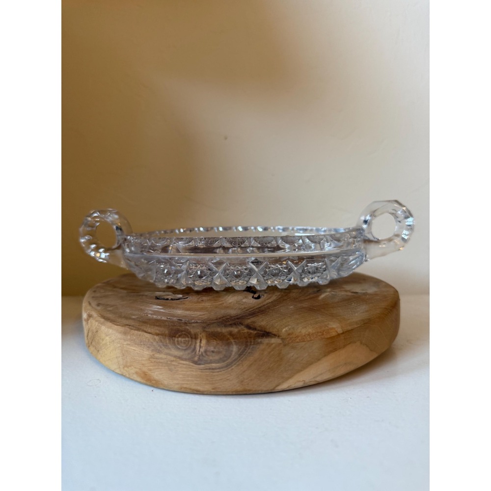 Vintage Imperial Glass Company Pressed Glass star and button design Trinket Tray